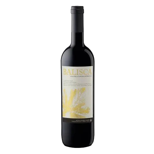 Wine bottle with 'Balisca' label on a white background