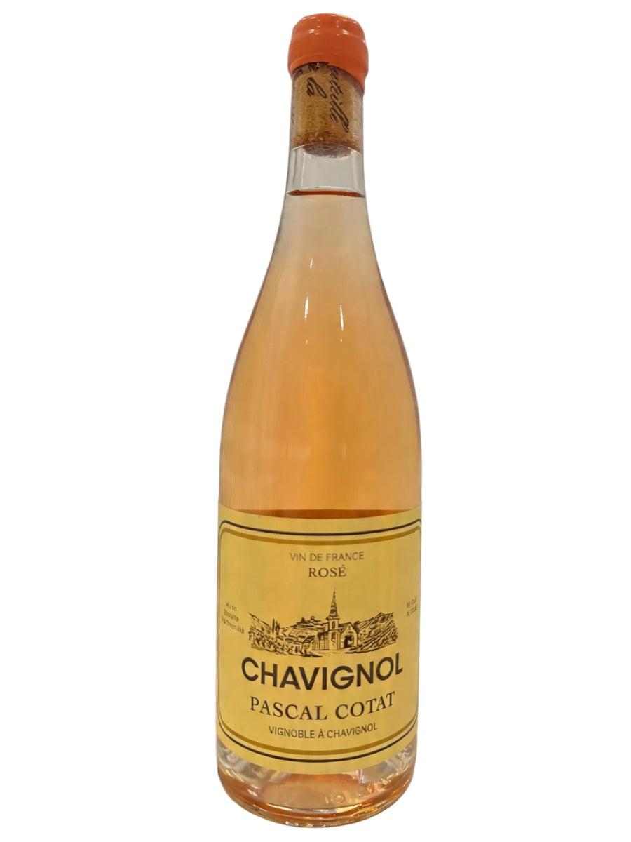Bottle of Chavignol Pascal Cotat rose wine on a white background